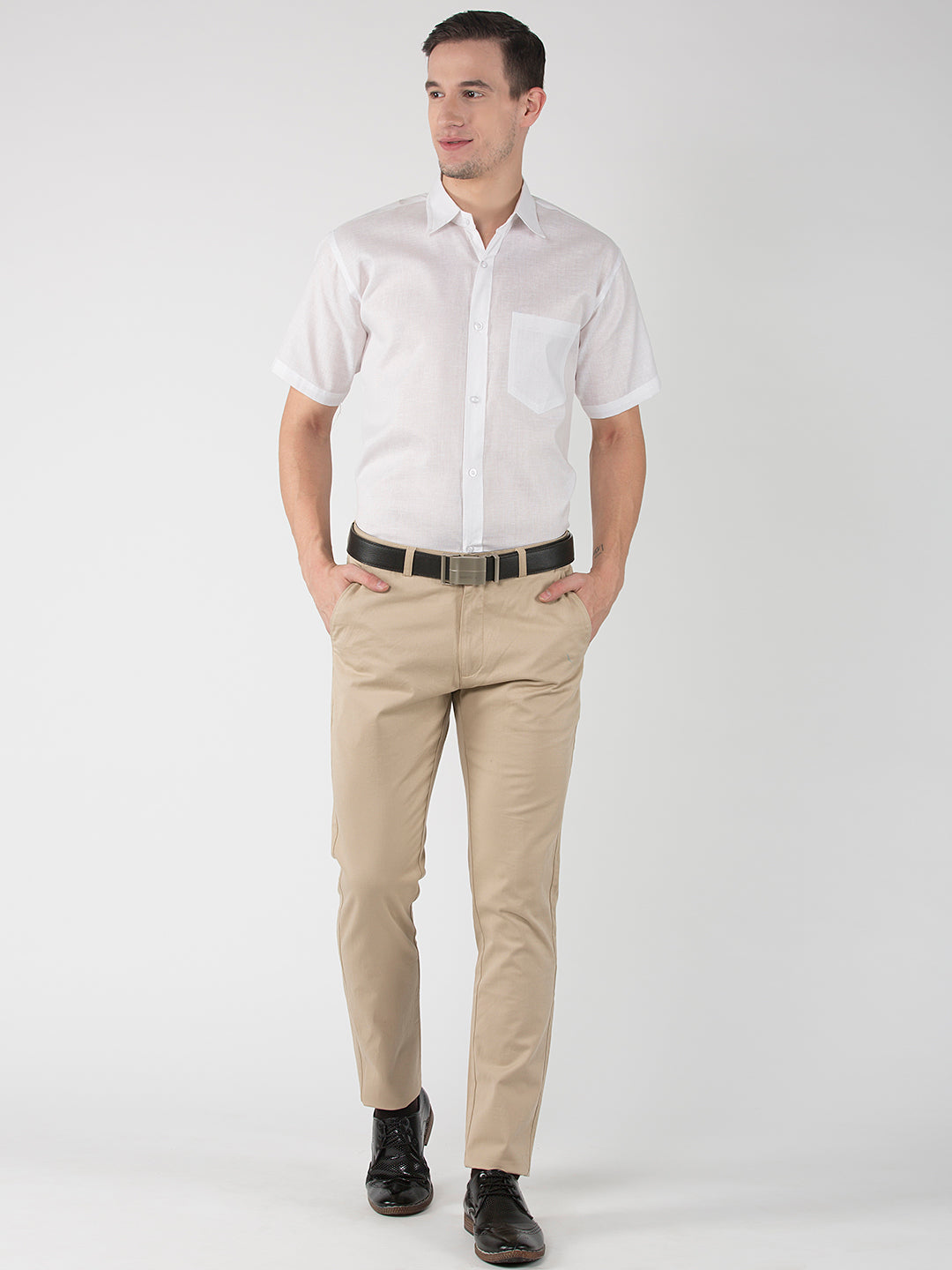 RIAG White Men's Half Sleeves White Shirt