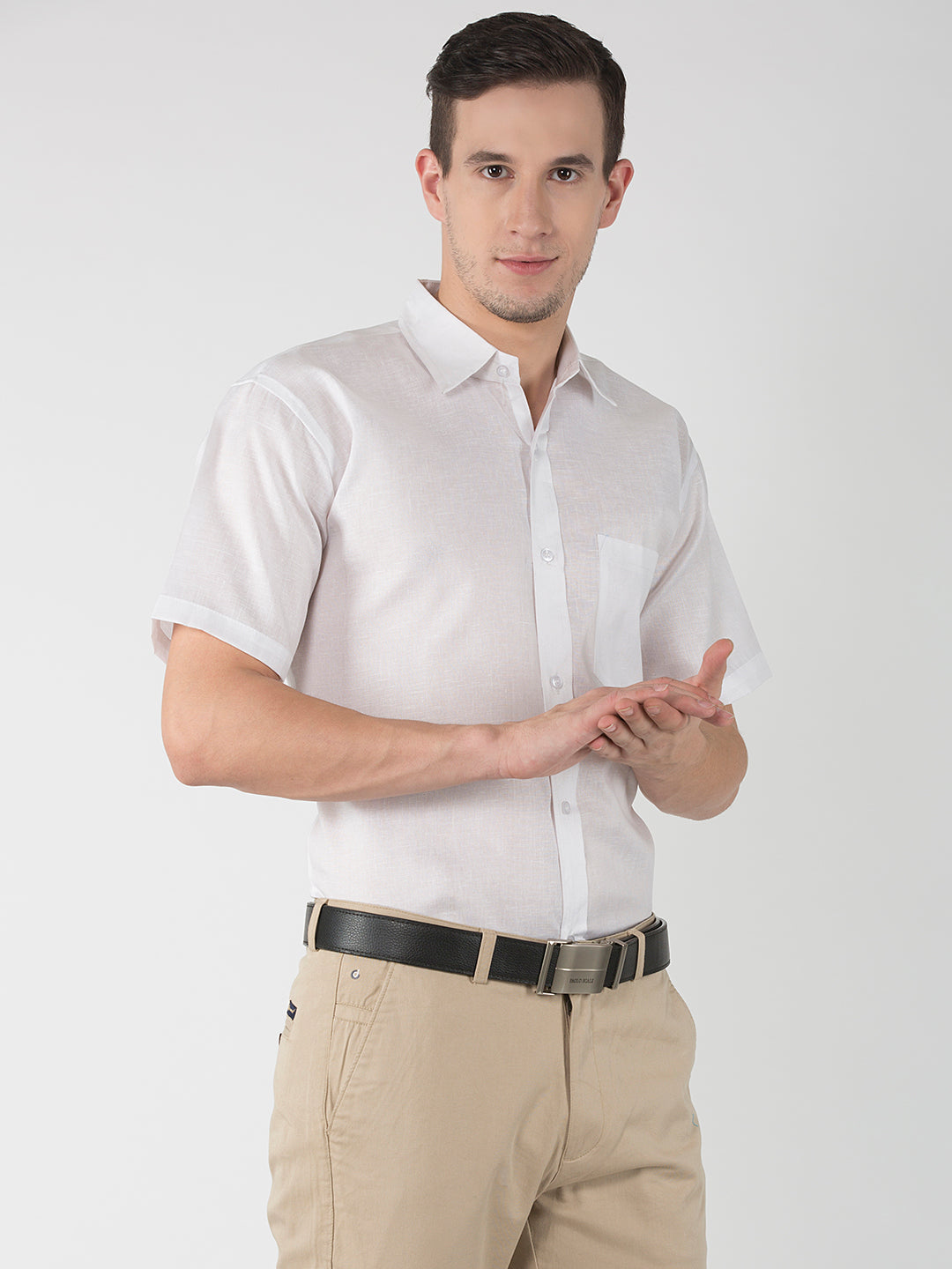 RIAG White Men's Half Sleeves White Shirt