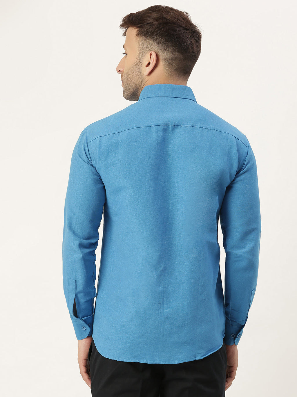 RIAG Blue Men's Full Sleeves Solid Shirt