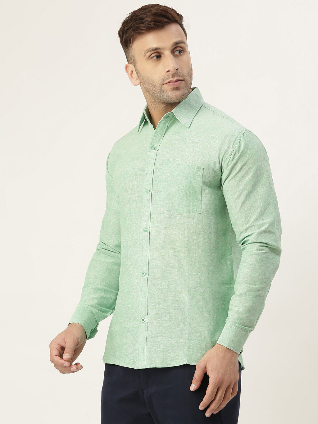 RIAG Green Men's Full Sleeves Solid Shirt