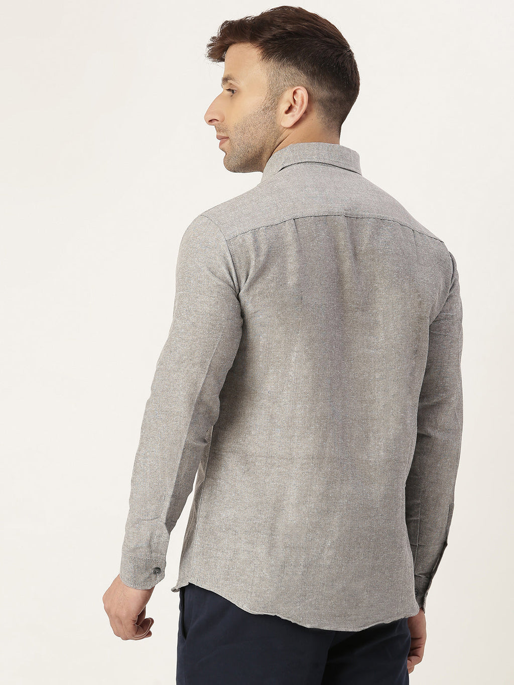 RIAG Grey Men's Full Sleeves Solid Shirt