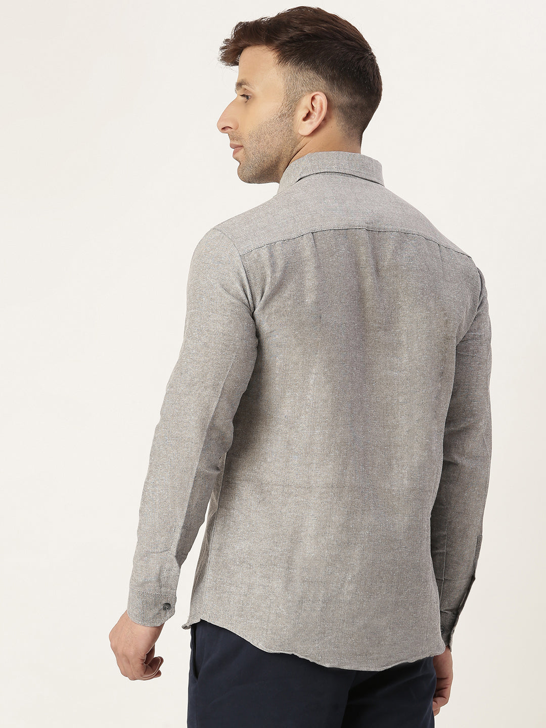 RIAG Grey Men's Full Sleeves Solid Shirt
