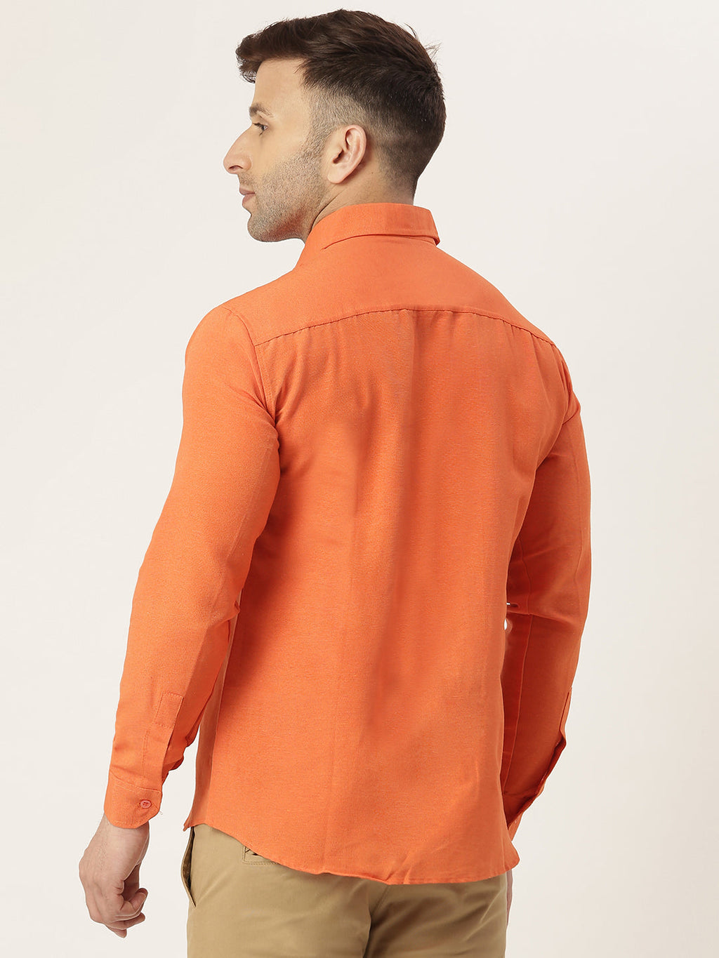 RIAG Orange Men's Full Sleeves Solid Shirt
