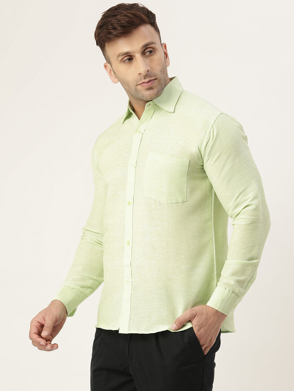RIAG Green Men's Full Sleeves Solid Shirt