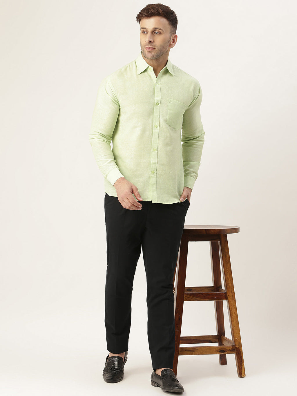 RIAG Green Men's Full Sleeves Solid Shirt