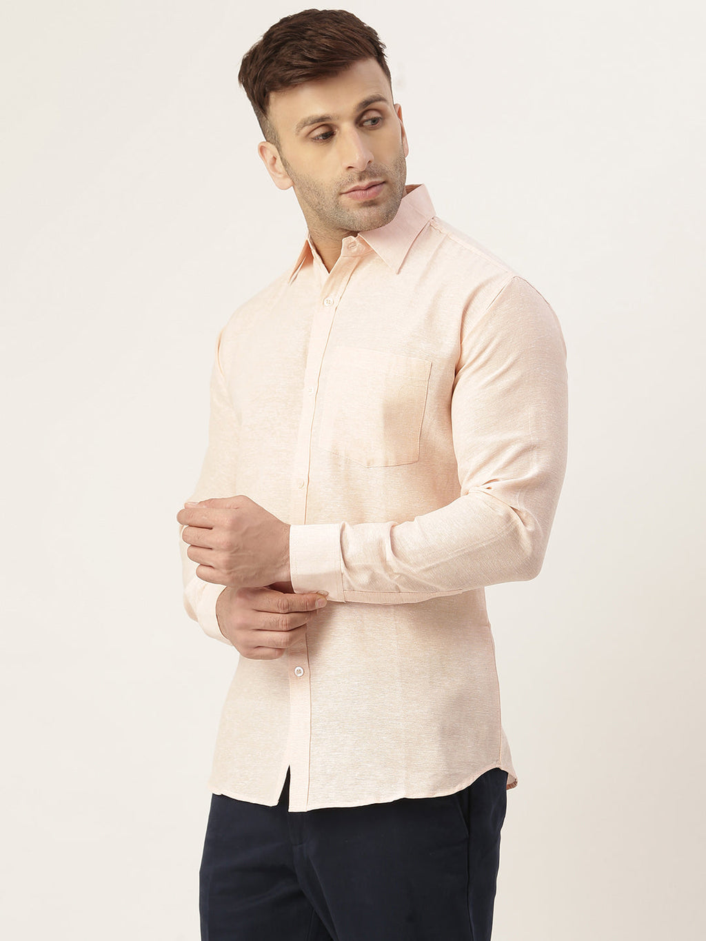 RIAG Beige Men's Full Sleeves Solid Shirt