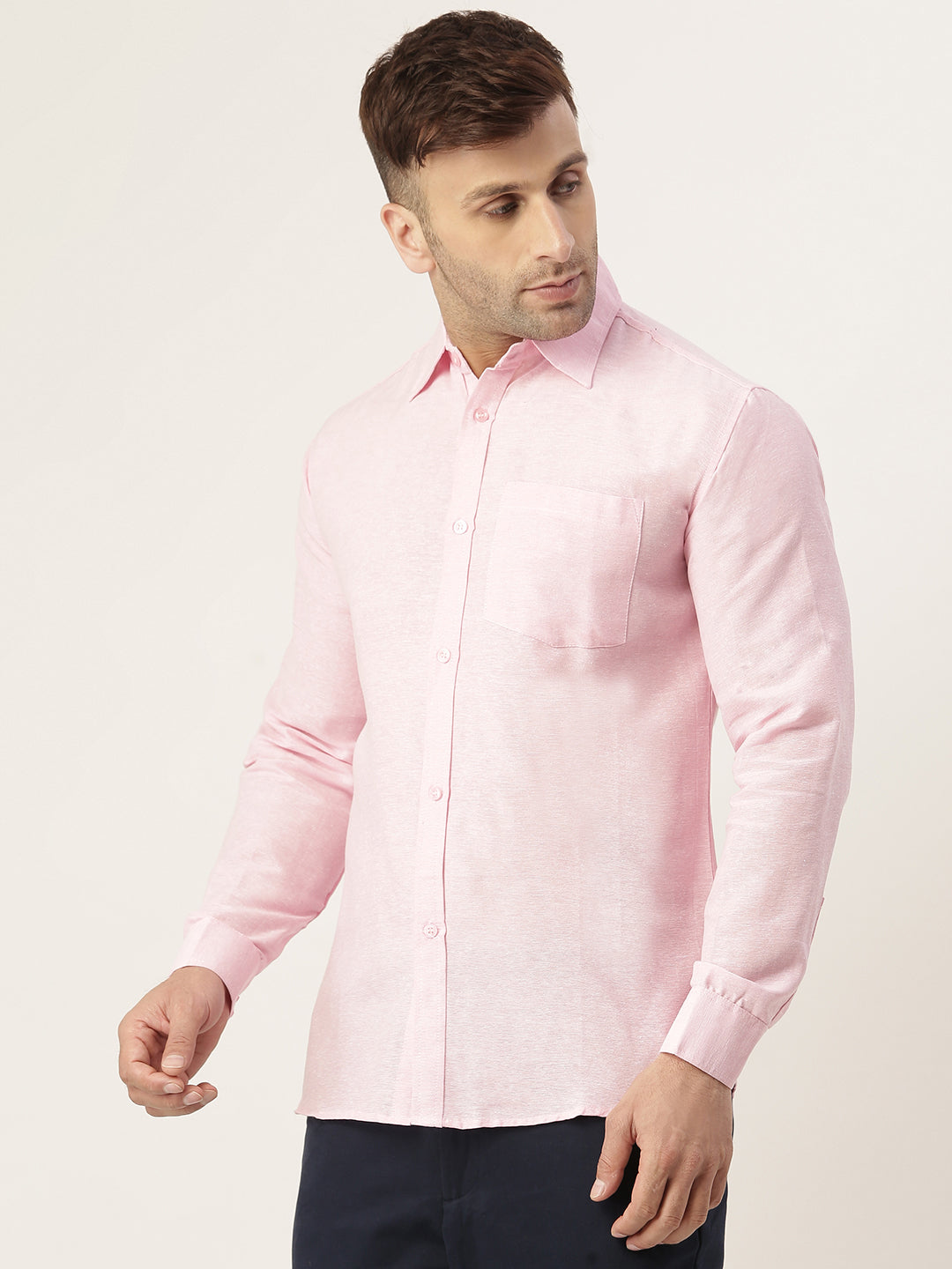 RIAG Pink Men's Full Sleeves Solid Shirt