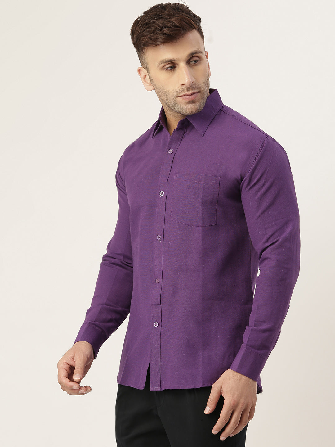 RIAG Purple Men's Full Sleeves Solid Shirt