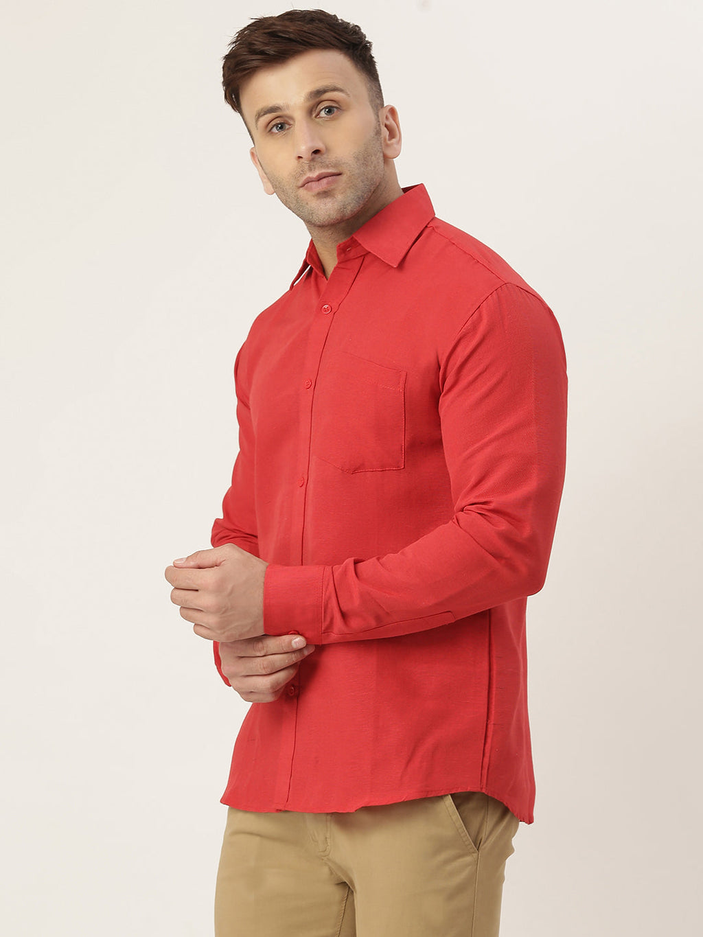 RIAG Red Men's Full Sleeves Solid Shirt