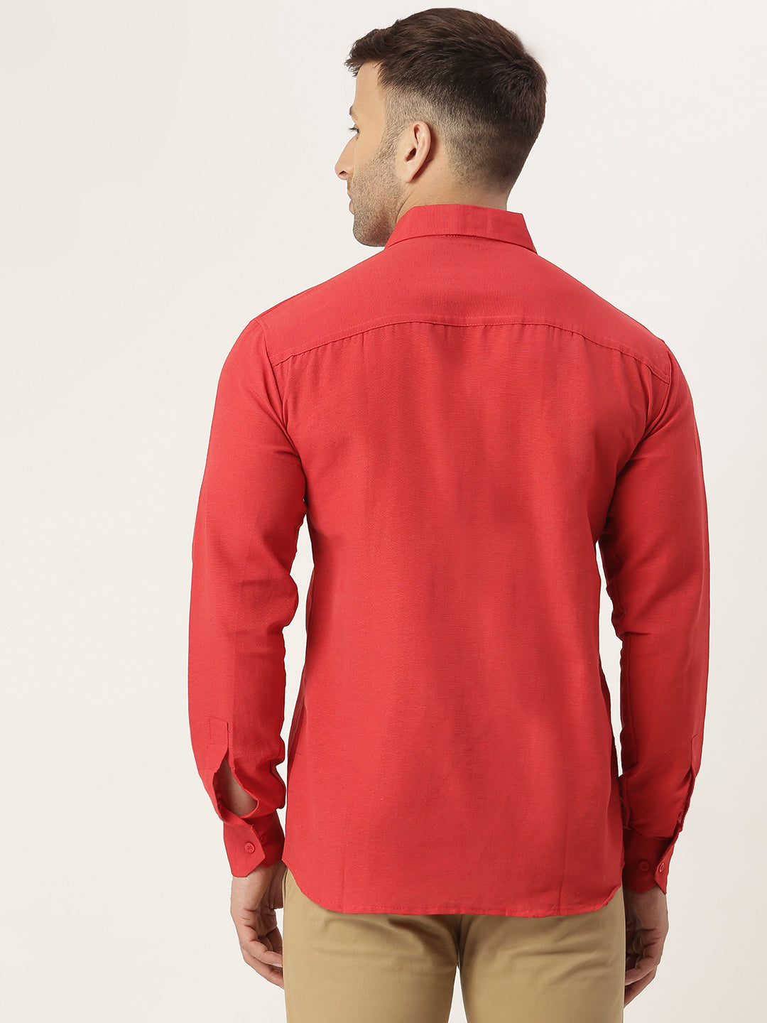 RIAG Red Men's Full Sleeves Solid Shirt
