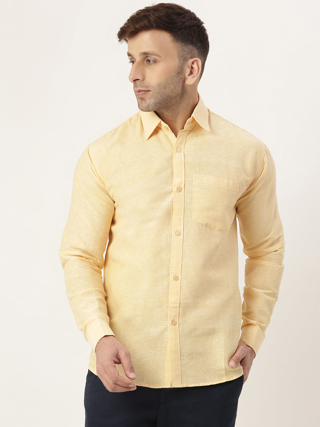 RIAG Beige Men's Full Sleeves Solid Shirt