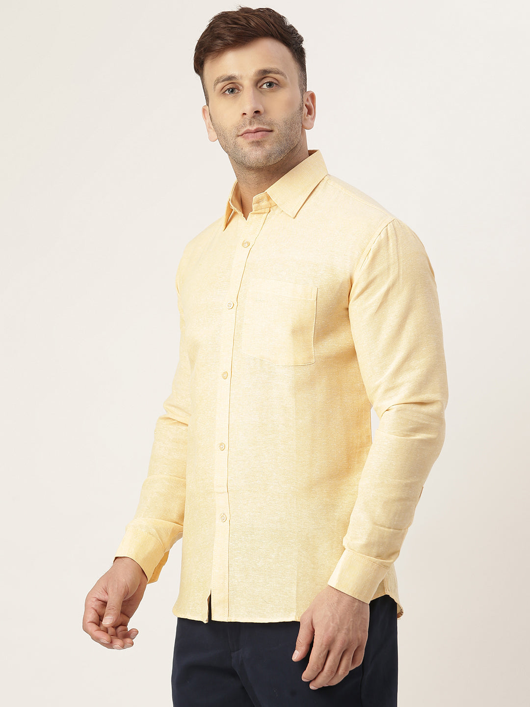 RIAG Beige Men's Full Sleeves Solid Shirt