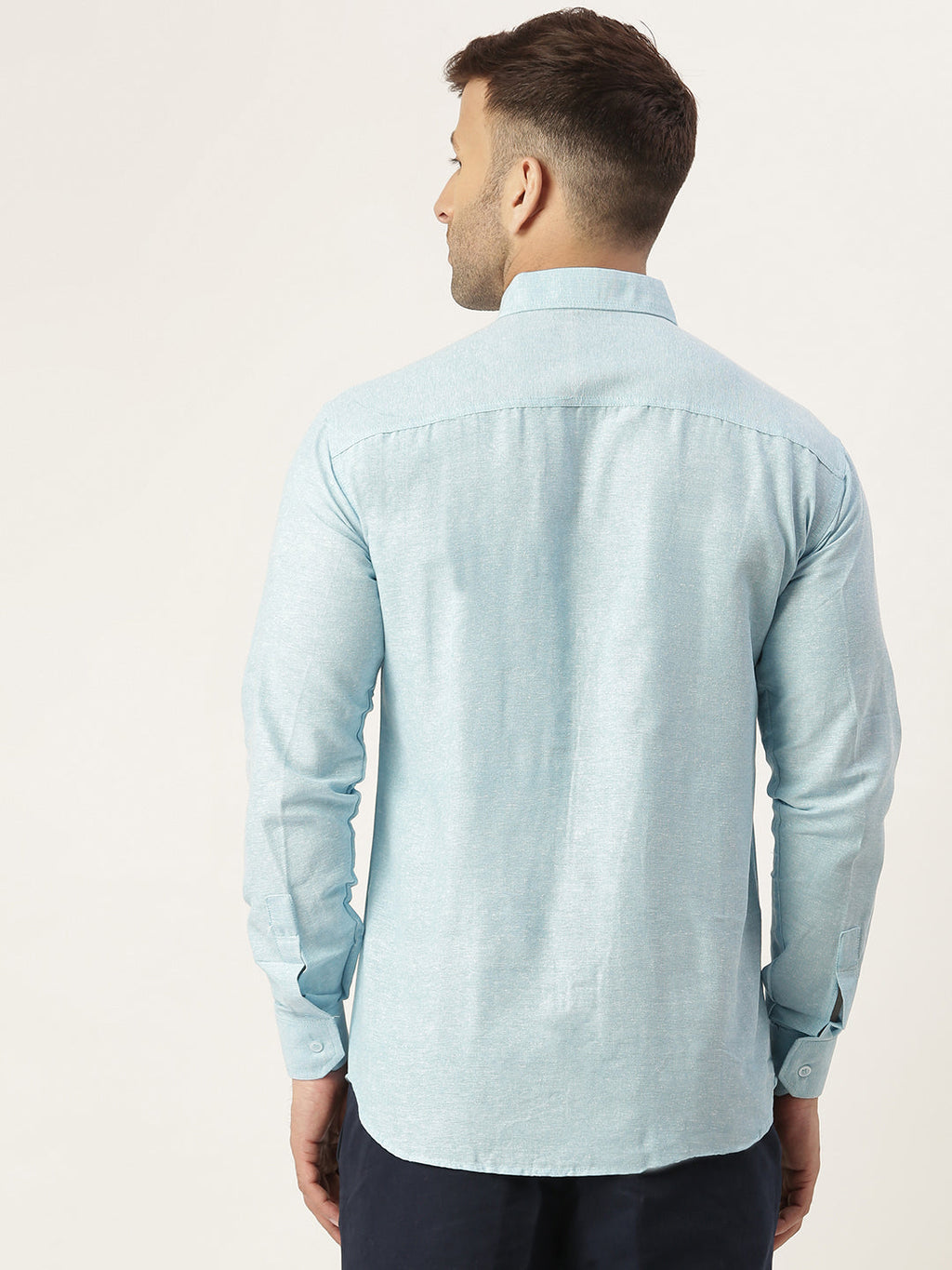 RIAG Light Blue Men's Full Sleeves Solid Shirt
