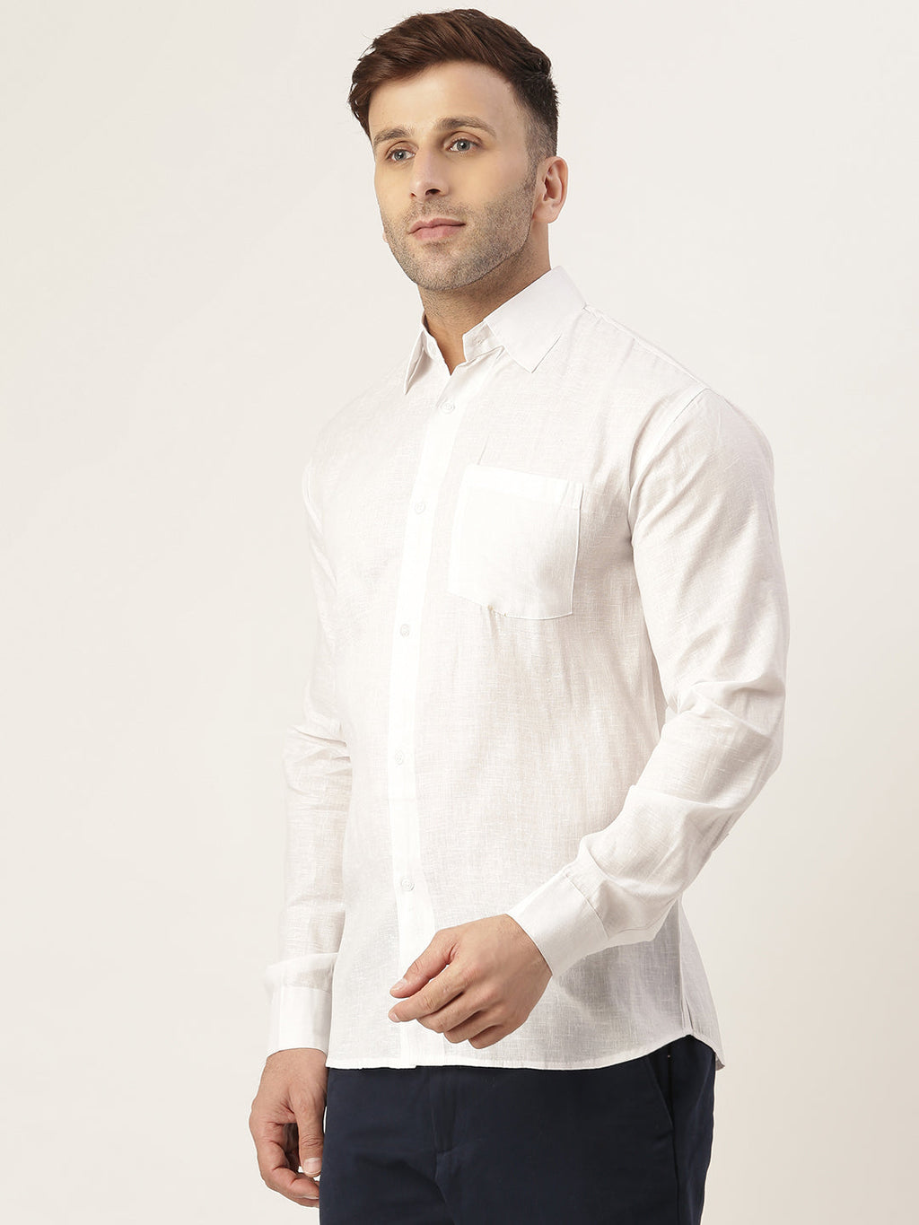 RIAG White Men's Full Sleeves Solid Shirt