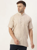 RIAG Men's Beige Cotton Long Ethnic Kurta