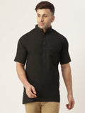 RIAG Men's Black Cotton Short Ethnic Kurta