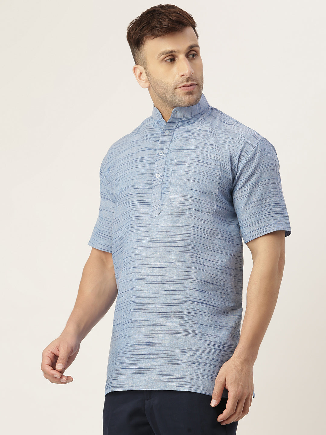 RIAG Men's Blue Cotton Long Ethnic Kurta