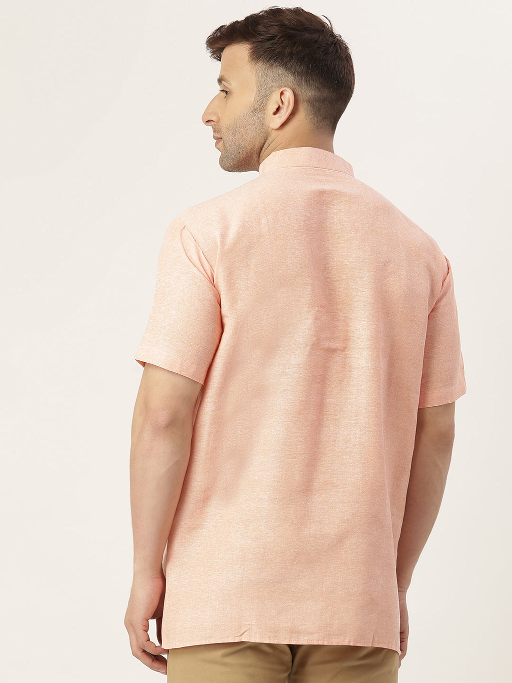 RIAG Men's Orange Cotton Short Ethnic Kurta