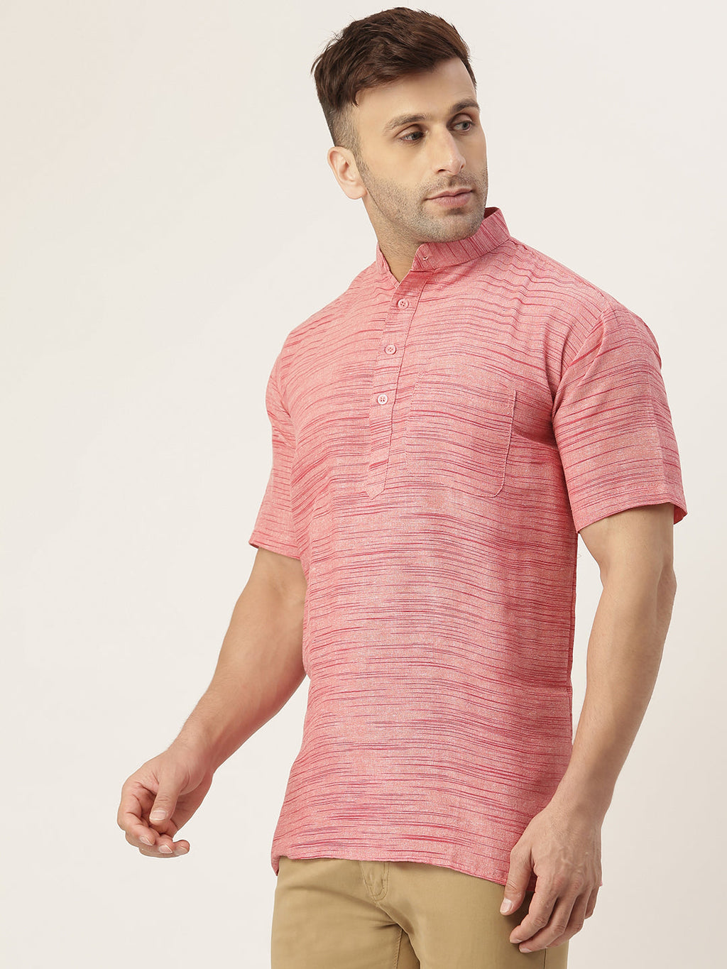 RIAG Men's Red Cotton Long Ethnic Kurta