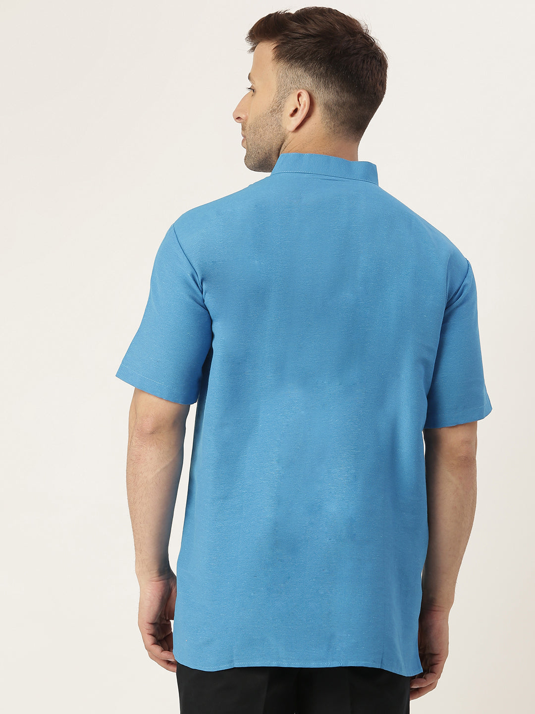RIAG Men's Blue Cotton Short Ethnic Kurta