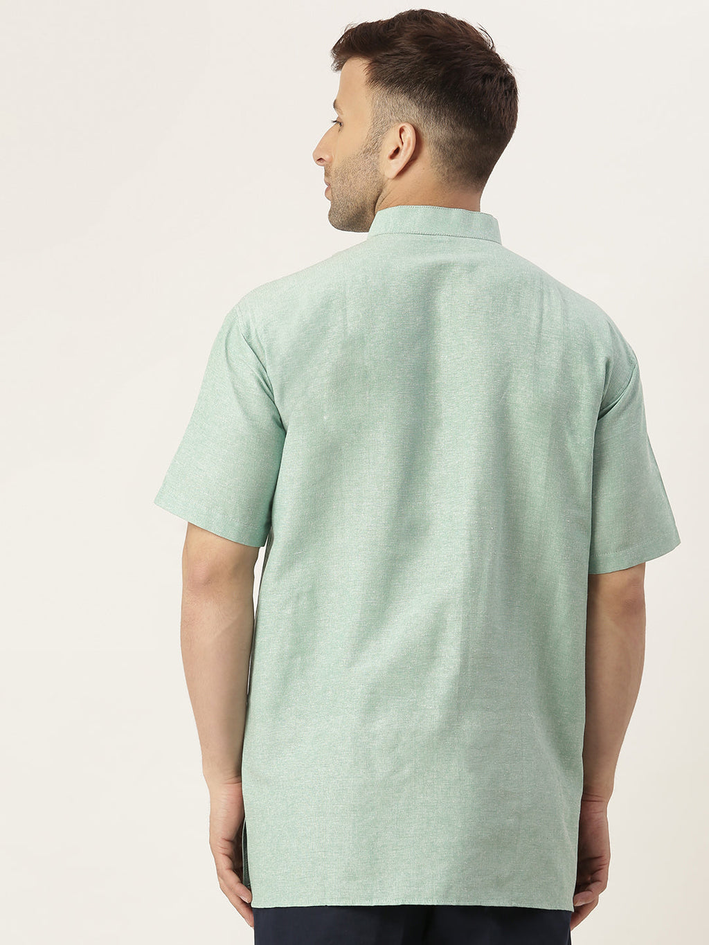 RIAG Men's Green Cotton Short Ethnic Kurta