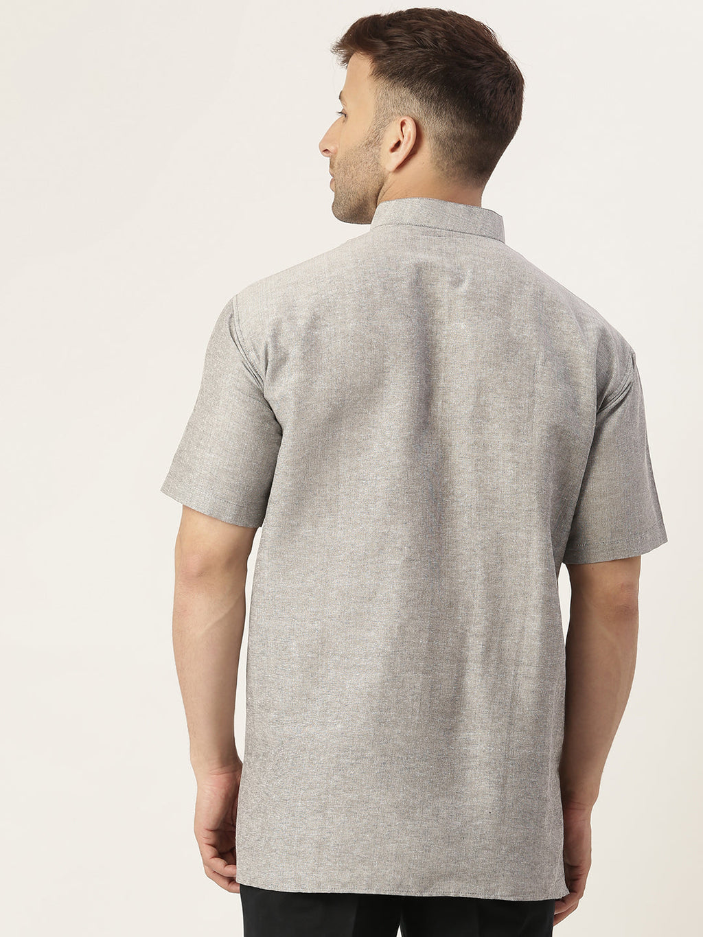 RIAG Men's Grey Cotton Short Ethnic Kurta