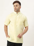 RIAG Men's Yellow Cotton Short Ethnic Kurta