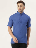 RIAG Men's Navy blue Cotton Short Ethnic Kurta
