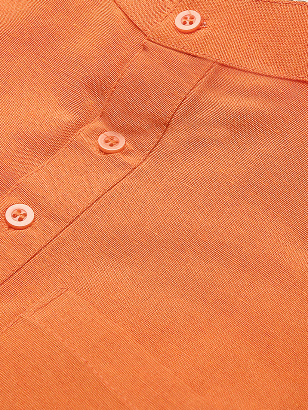 RIAG Men's Orange Cotton Short Ethnic Kurta