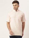 RIAG Men's Beige Cotton Short Ethnic Kurta