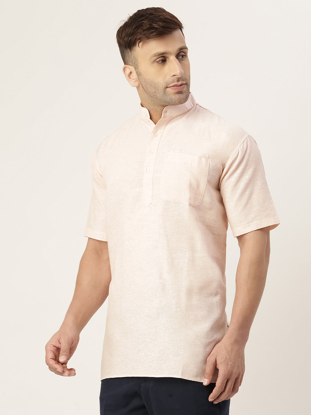 RIAG Men's Beige Cotton Short Ethnic Kurta