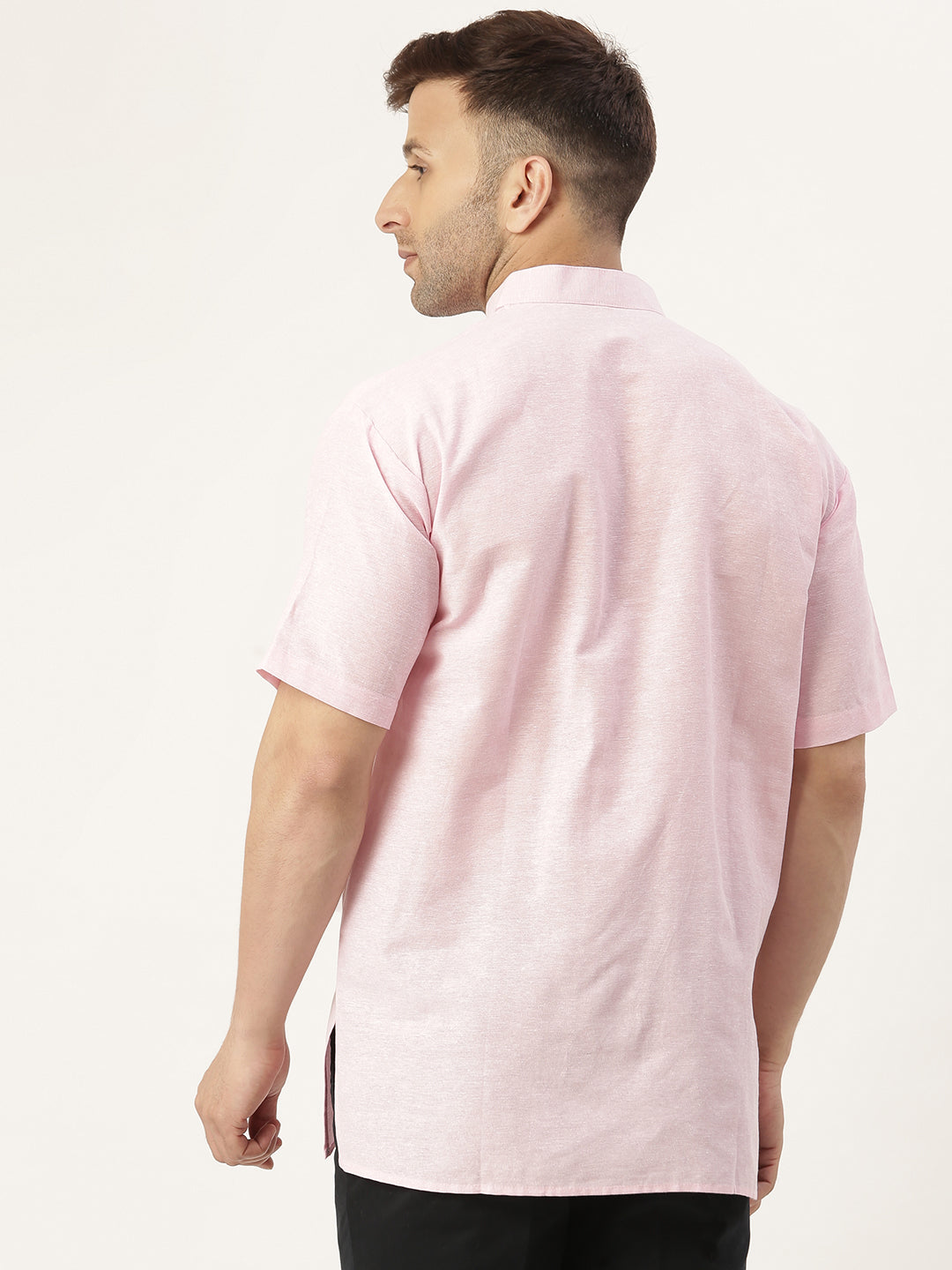 RIAG Men's Pink Cotton Short Ethnic Kurta