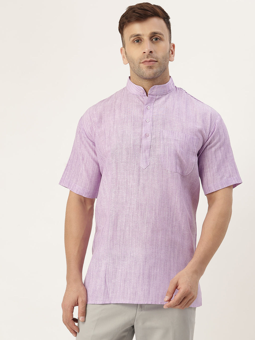 RIAG Men's Purple Cotton Long Ethnic Kurta