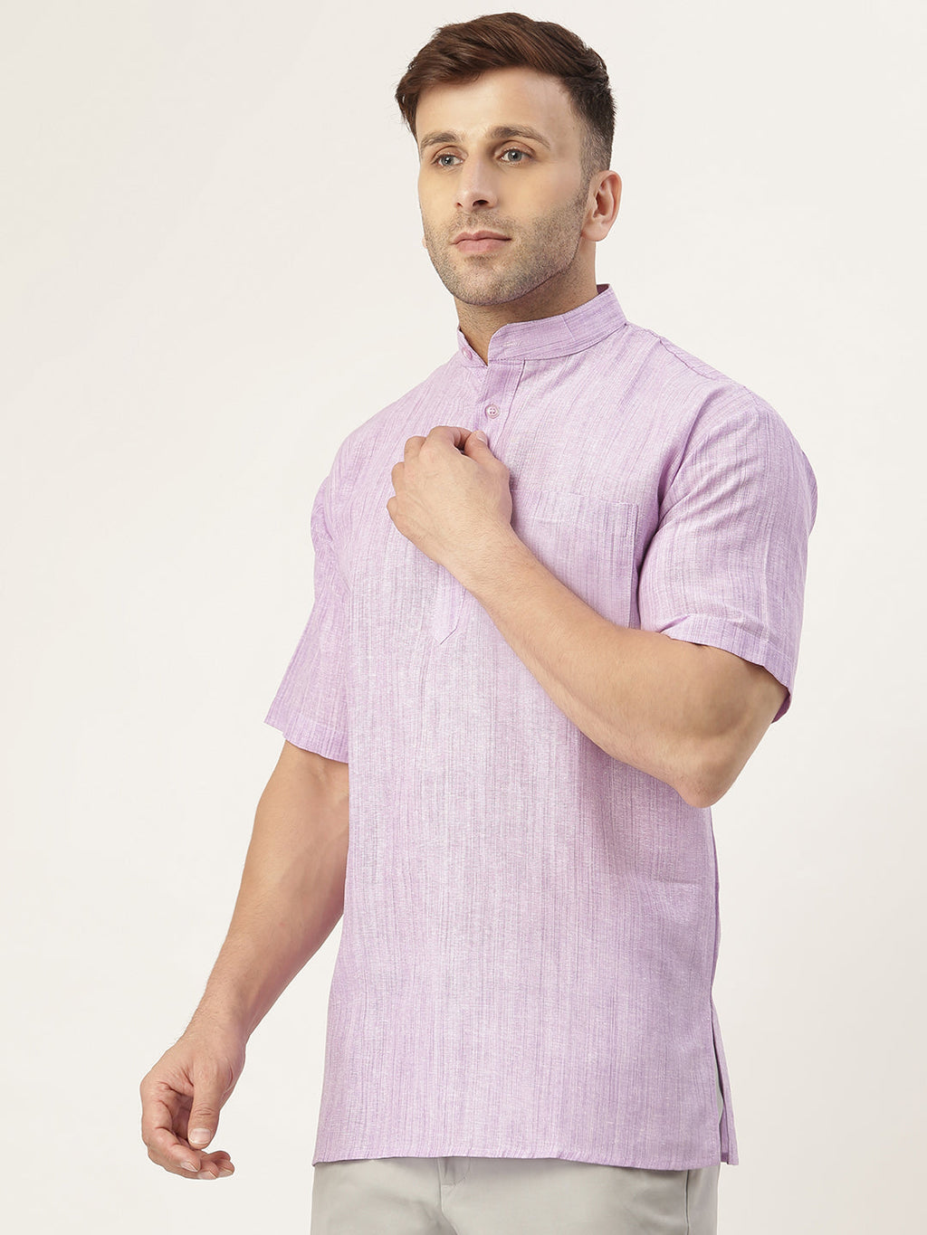 RIAG Men's Purple Cotton Long Ethnic Kurta