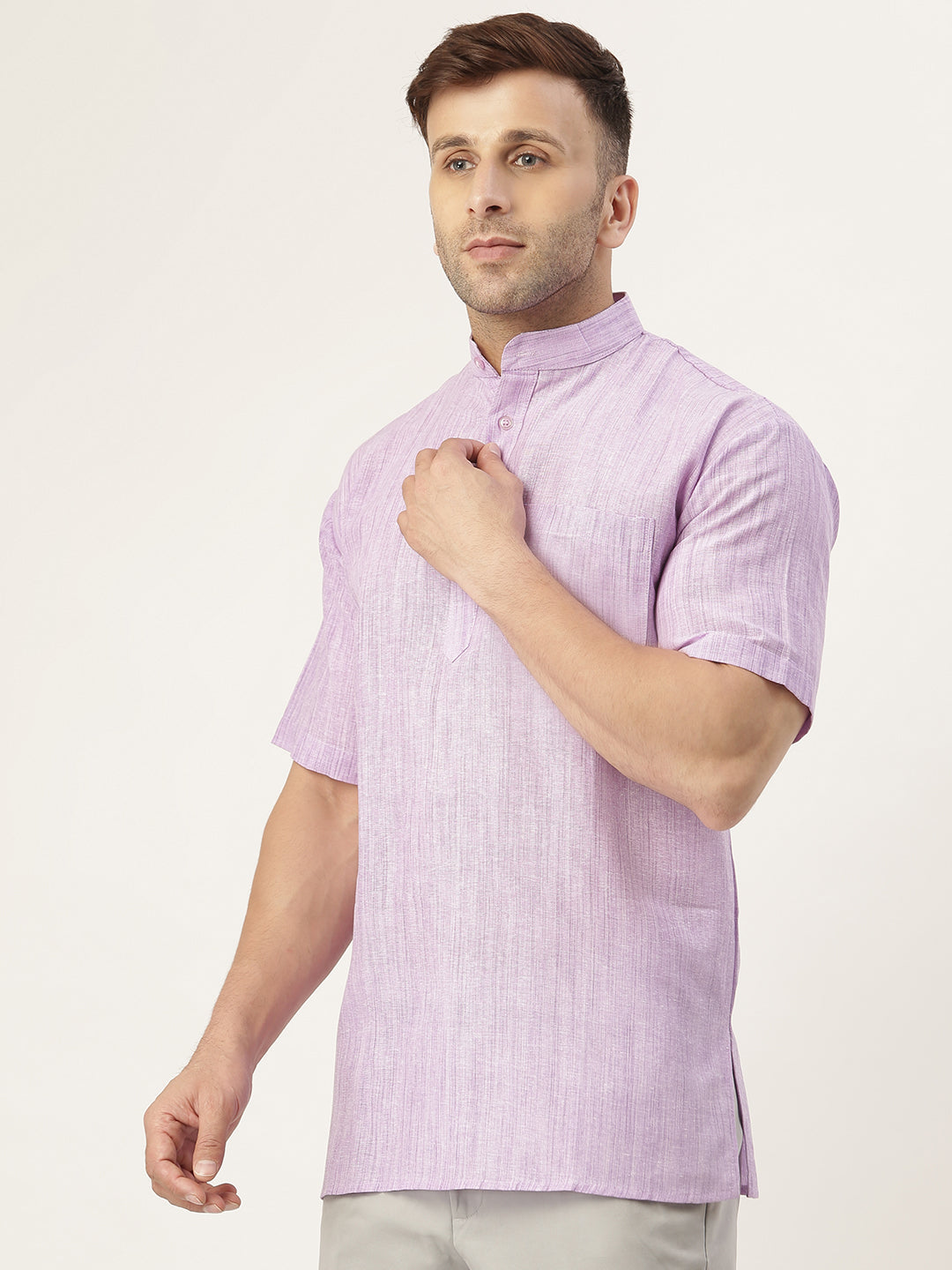 RIAG Men's Purple Cotton Long Ethnic Kurta