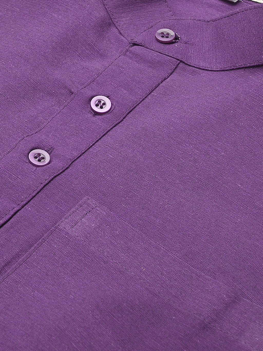 RIAG Men's Purple Cotton Short Ethnic Kurta