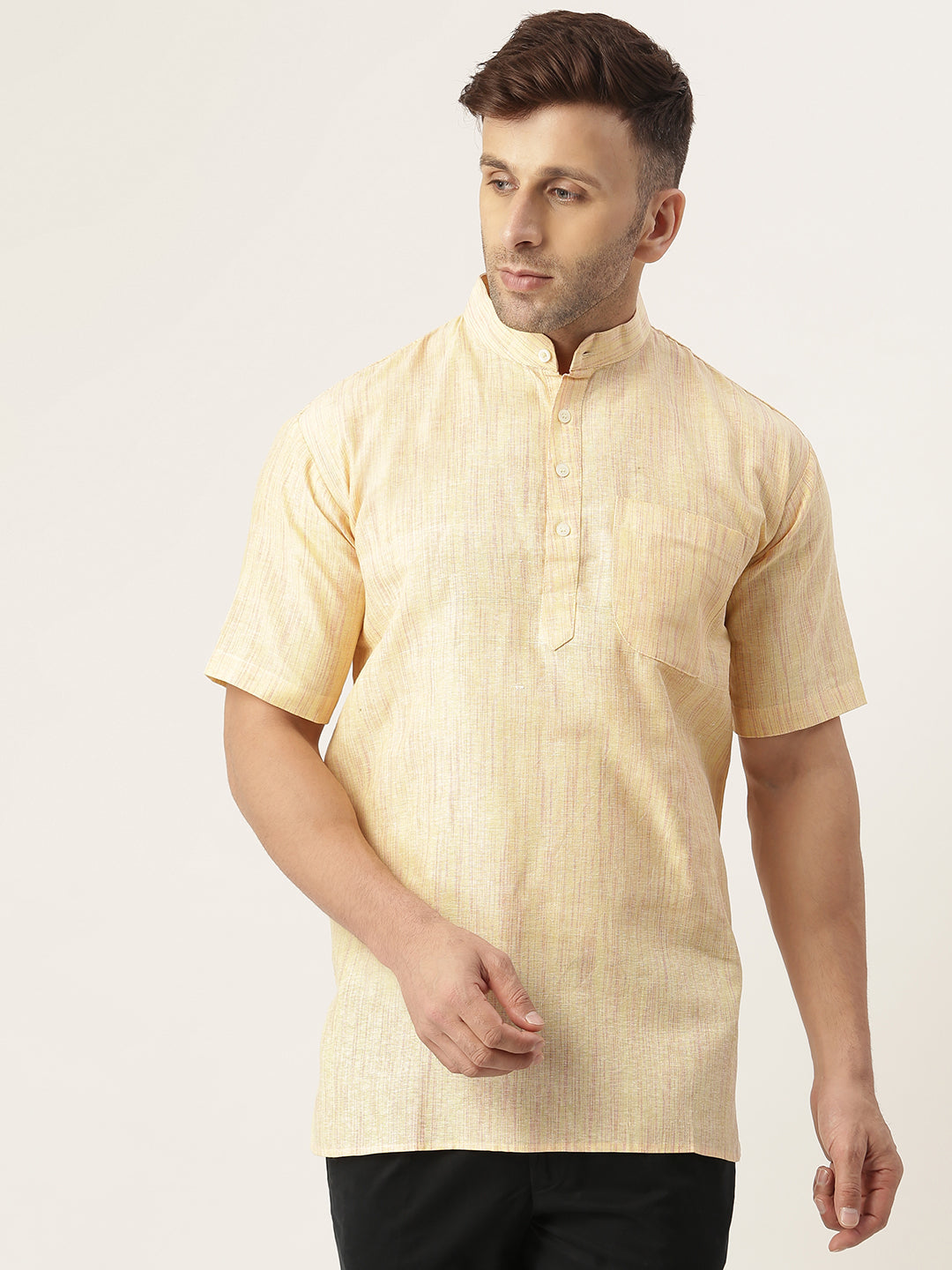 RIAG Men's Beige Cotton Long Ethnic Kurta