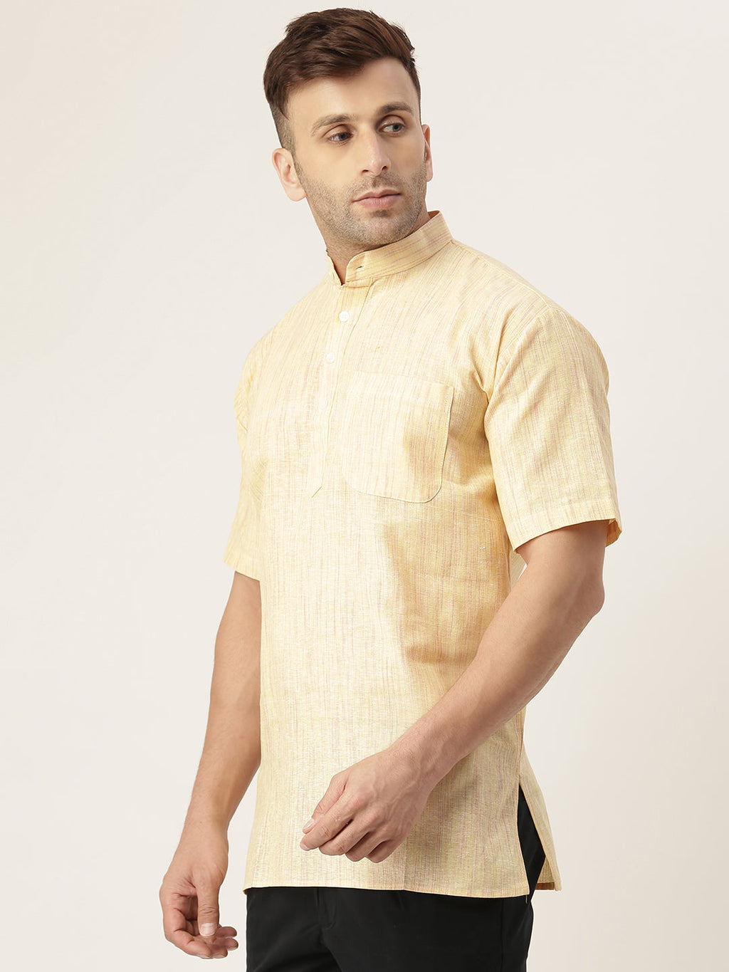 RIAG Men's Beige Cotton Long Ethnic Kurta