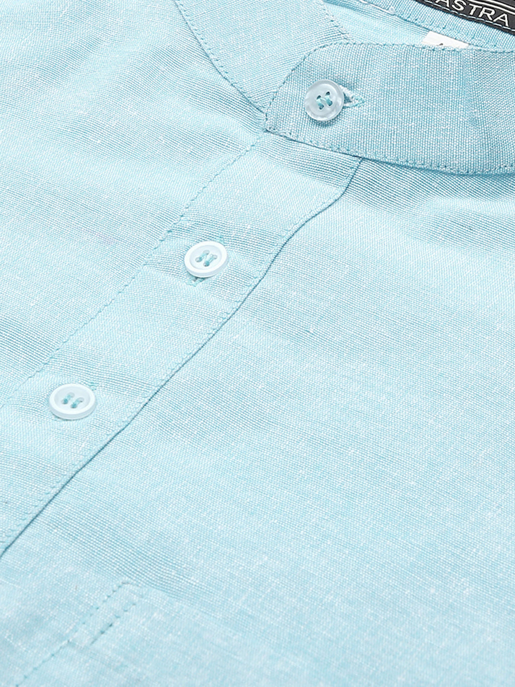 RIAG Men's Light blue Cotton Short Ethnic Kurta