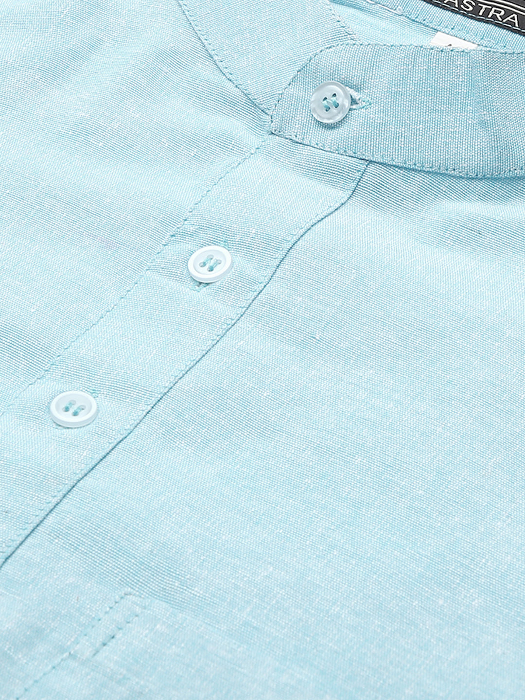 RIAG Men's Light blue Cotton Short Ethnic Kurta