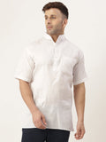 RIAG Men's White Cotton Short Ethnic Kurta