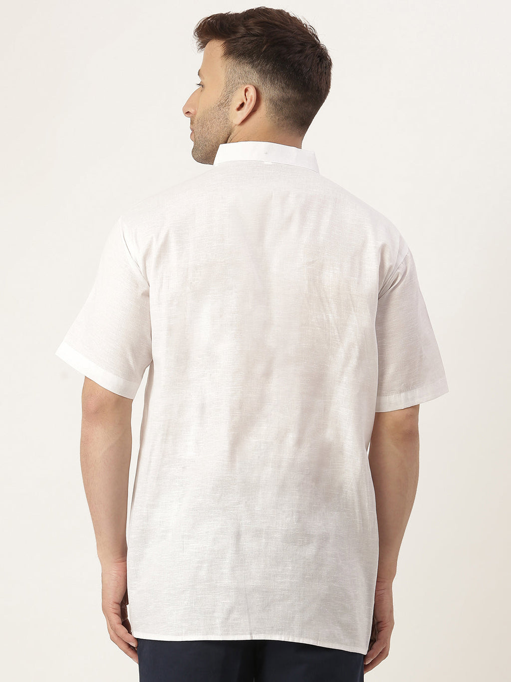 RIAG Men's White Cotton Short Ethnic Kurta
