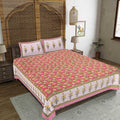 Rudra Bazaar Red 210 TC Cotton Double King Bedsheet With 2 Pillow Covers