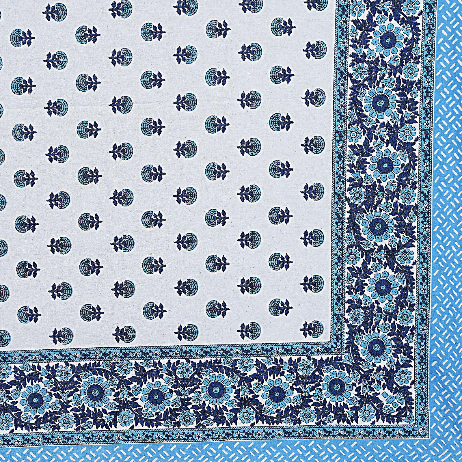 Rudra Bazaar Blue 210 TC Cotton Double King Bedsheet With 2 Pillow Covers