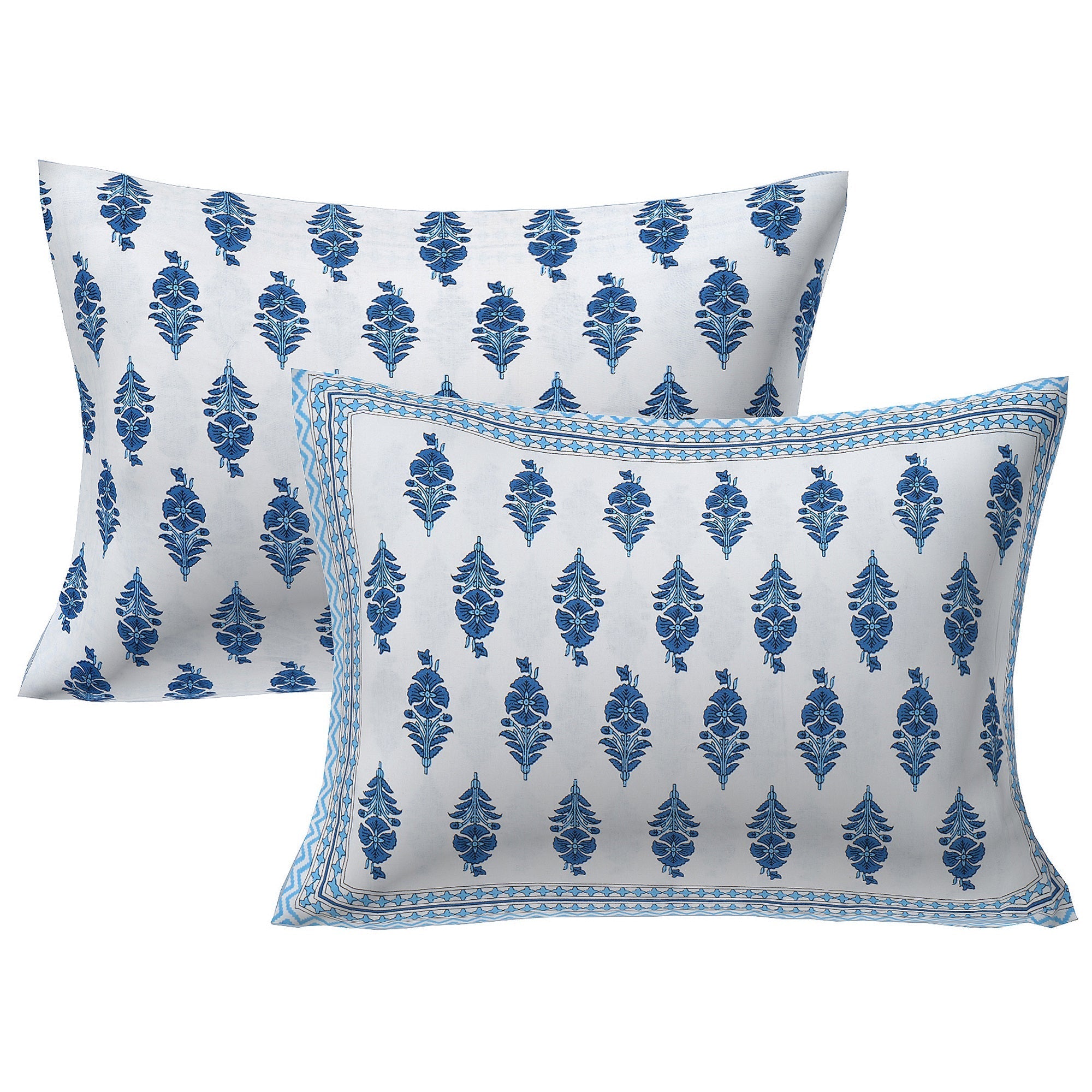 Rudra Bazaar Blue 210 TC Cotton Double King Bedsheet With 2 Pillow Covers