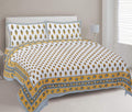 Rudra Bazaar Yellow 210 TC Cotton Double King Bedsheet With 2 Pillow Covers