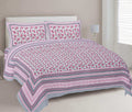 Rudra Bazaar Pink 210 TC Cotton Double King Bedsheet With 2 Pillow Covers