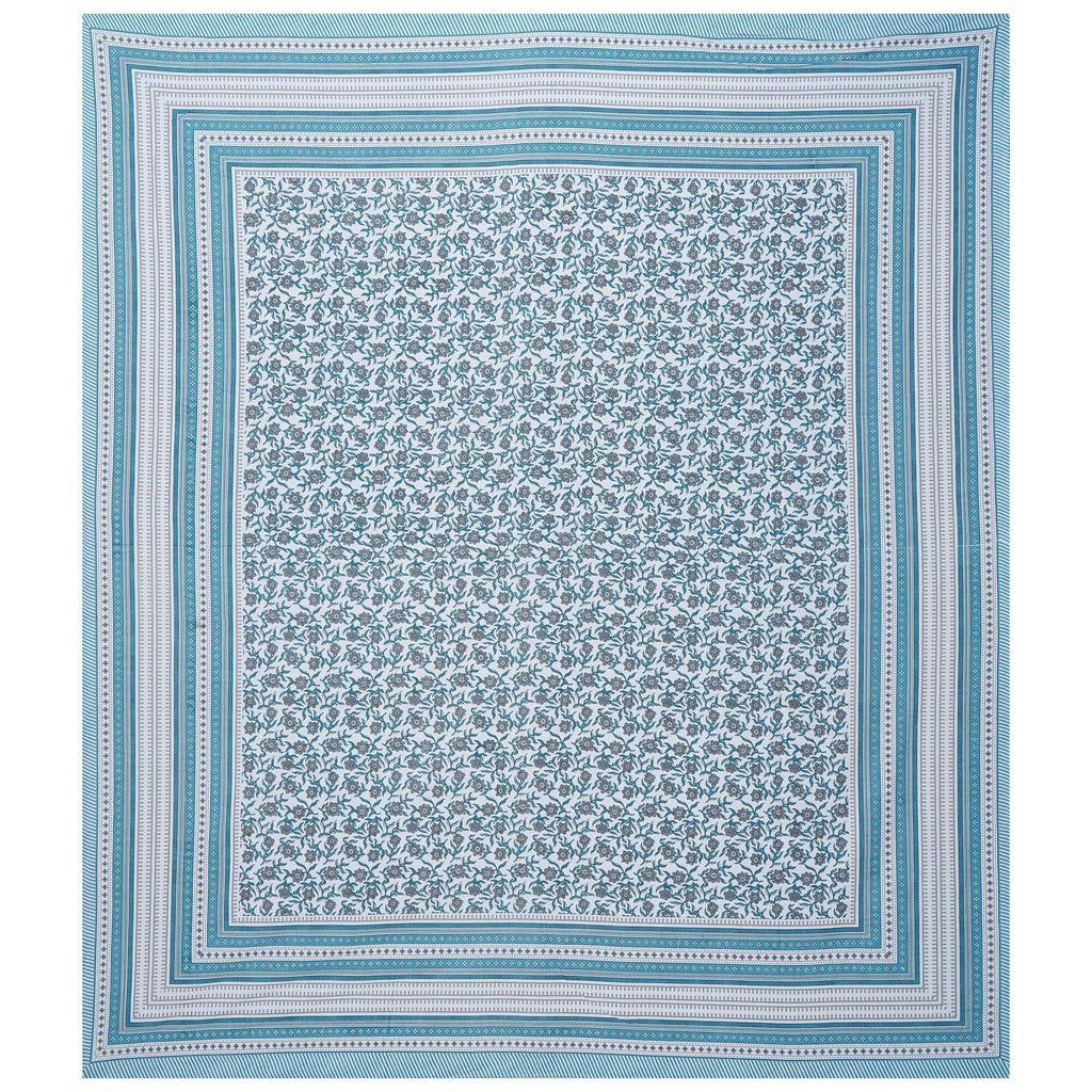 Rudra Bazaar Turquoise Blue 210 TC Cotton Double King Bedsheet With 2 Pillow Covers