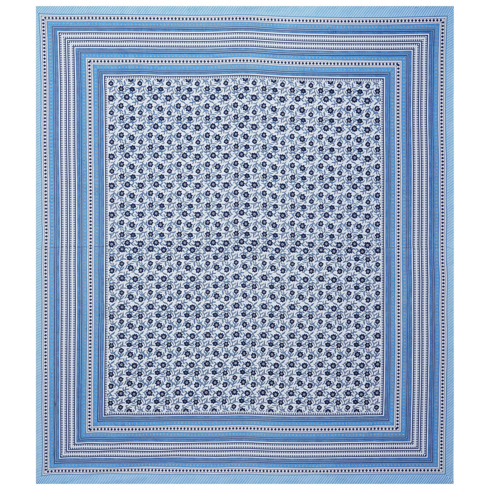 Rudra Bazaar Blue 210 TC Cotton Double King Bedsheet With 2 Pillow Covers