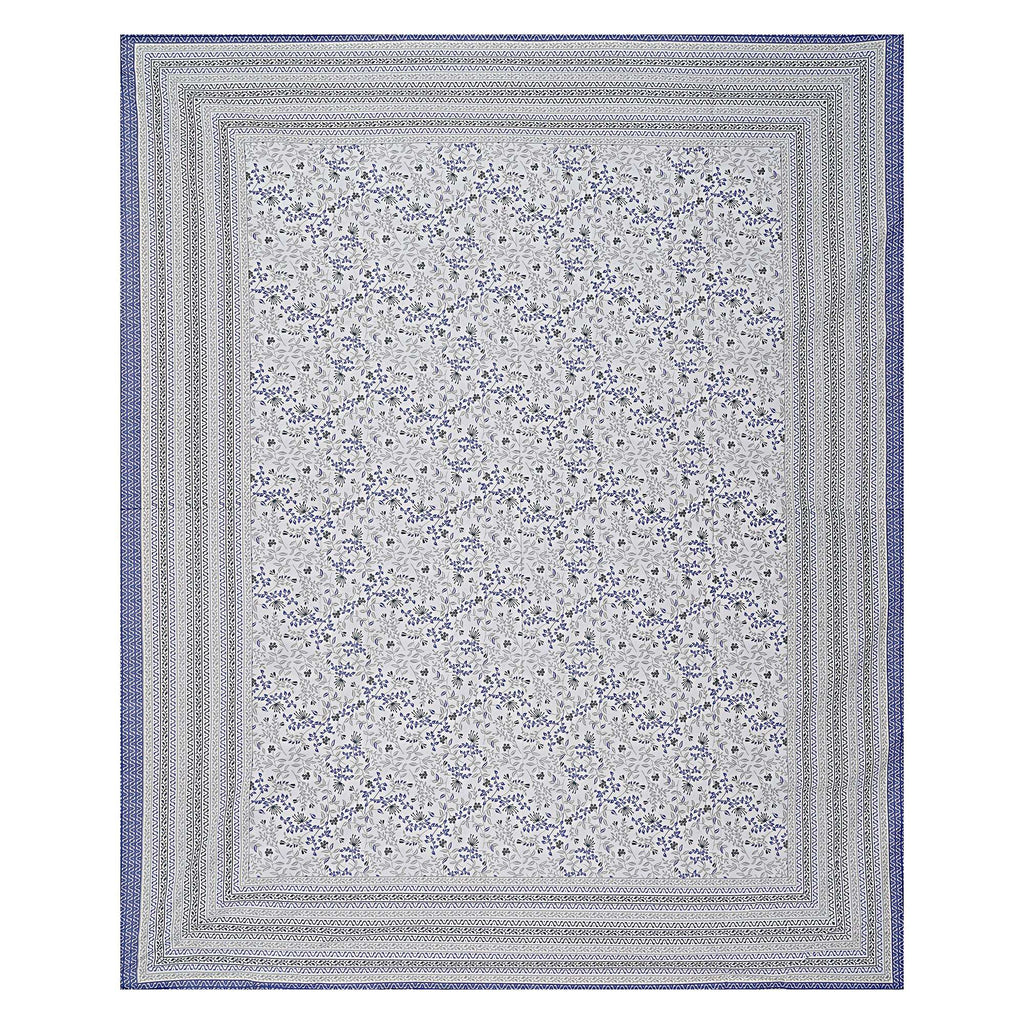 Rudra Bazaar Blue 210 TC Cotton Double King Bedsheet With 2 Pillow Covers